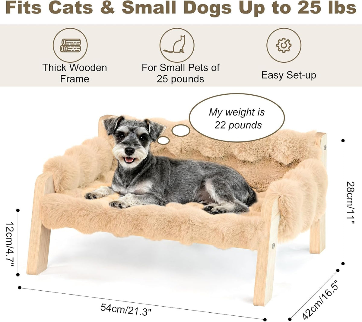 Elevated Cat Couch Bed for Indoor Cats - Brown - image 2