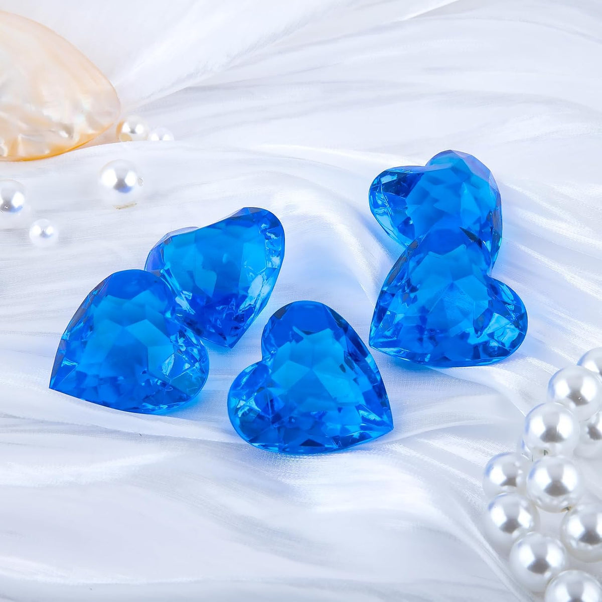Niceup acrylic heart gems, 30 chunky 3D heart-shaped diamond gemstones for kids - view 26
