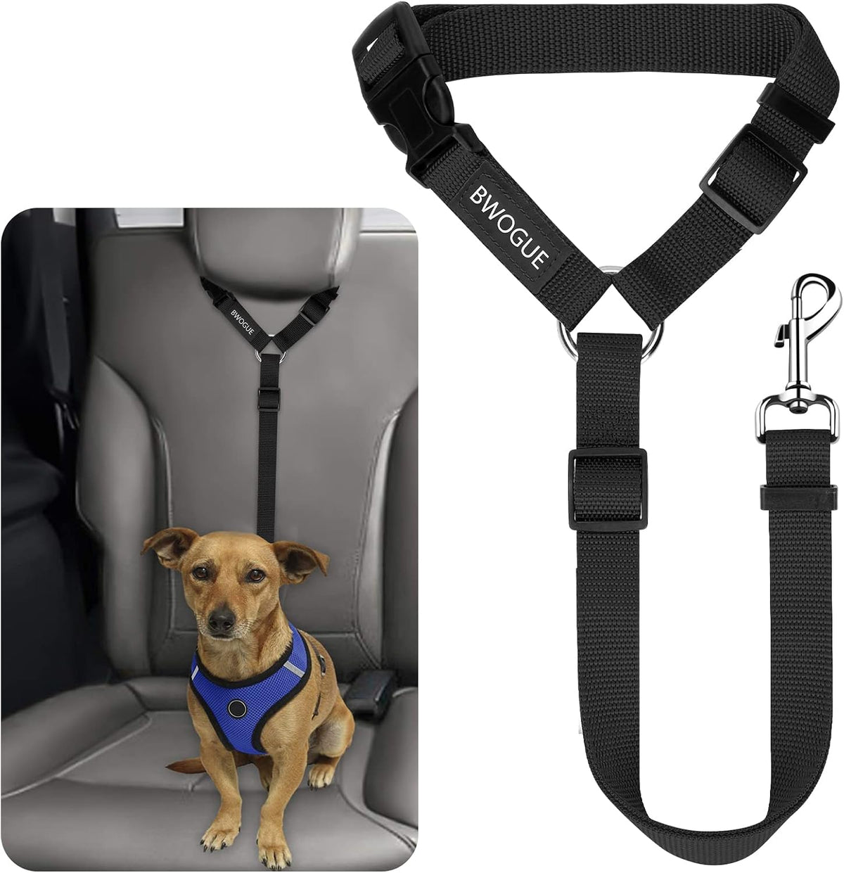 Dog Seat Belt for Car, Headrest Restraint Safety Lead, Dogs Cats – Essentials for Dogs - Black / Not elastic