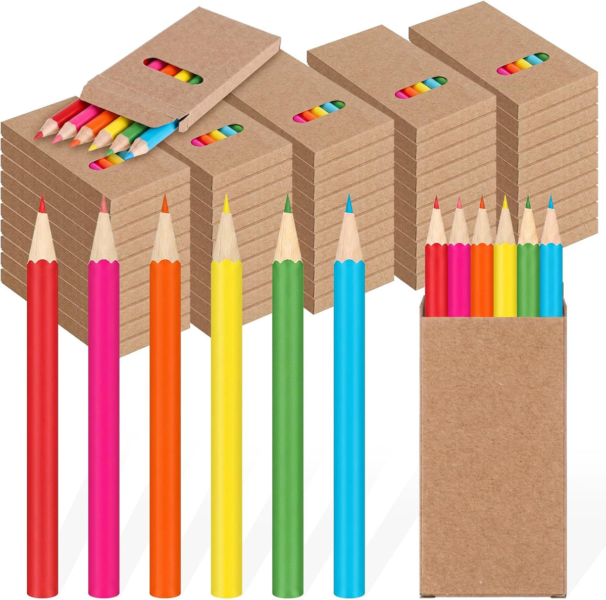 Ctosree mini colored pencils in kraft boxes, 6 natural wood pencils per box - view 5