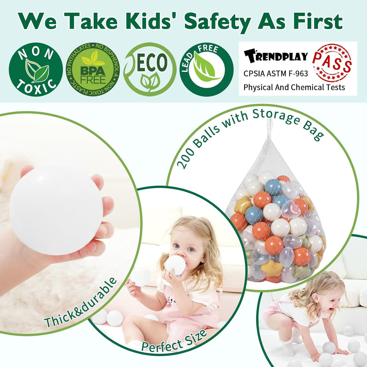 TRENDPLAY Ball Pit Balls Star and Heart Shapes for Toddlers - Orange Purple Blue Green / 200 - image 3