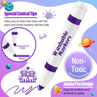 Janlaugh washable markers bulk pack of 24 broad line markers with conical tips - view 13