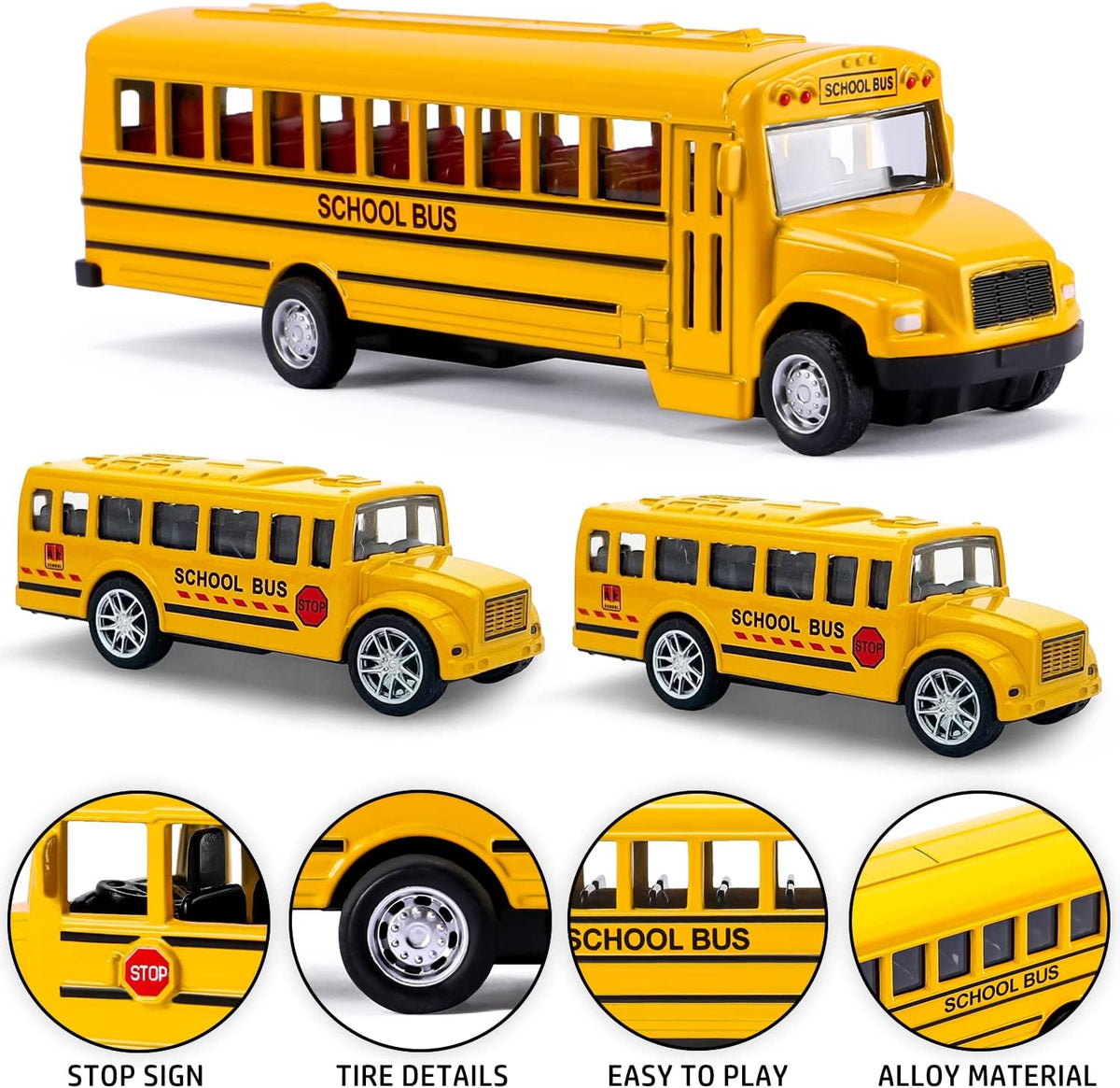 3 Pack Pull Back School Bus Playset - image 2