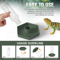 Reptile Water Dispenser Bowl for Bearded Dragon Tortoise – Essentials for Reptiles And Amphibians - Grey Green / S - image 2