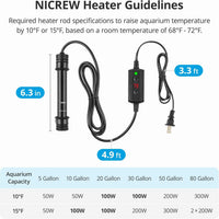 NICREW 100W Aquarium Heater with Temp Controller for 10-20 Gallon - 10-20 Gallon - image 4