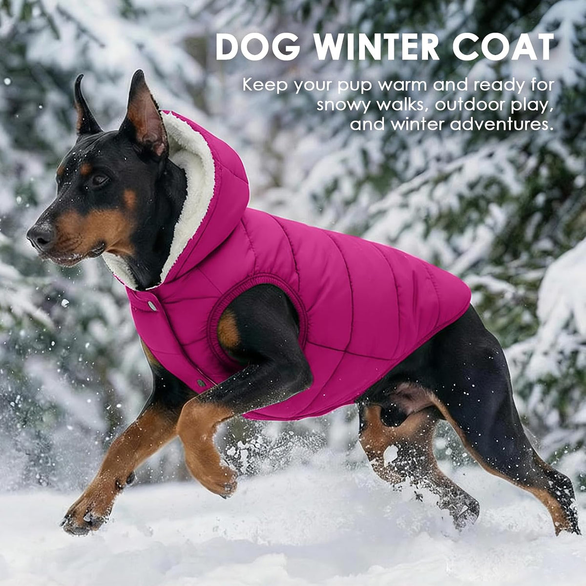 Dog Winter Coat,Warm Fleece Lined Dog Jacket with Leash Hole & Hood – Essentials for Dogs - Pink / X-Small - image 4