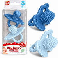 RaZbaby RaZberry Silicone Baby Teether Toy - Dark Blue & Light Blue / 2 Count (Pack of 1)
