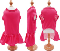 4 pack of solid color sleeveless dog dresses in purple, pink, watermelon red and carmine - view 3