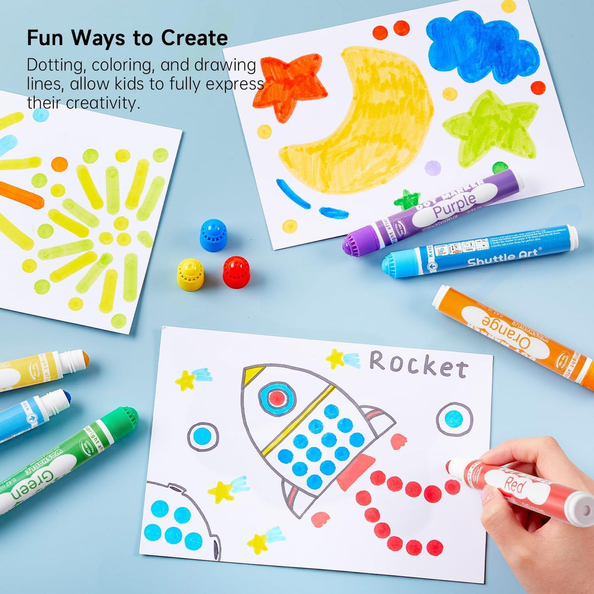 Shuttle Art Dot Markers, 10 Colors Washable Markers for Toddlers - 20 Colors / 20 - image 4