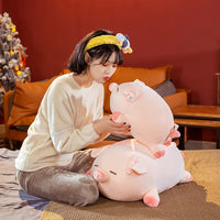 CHDGIOHA 15.7 inch pink kawaii pig stuffed animal plush pillow with round eyes - view 7
