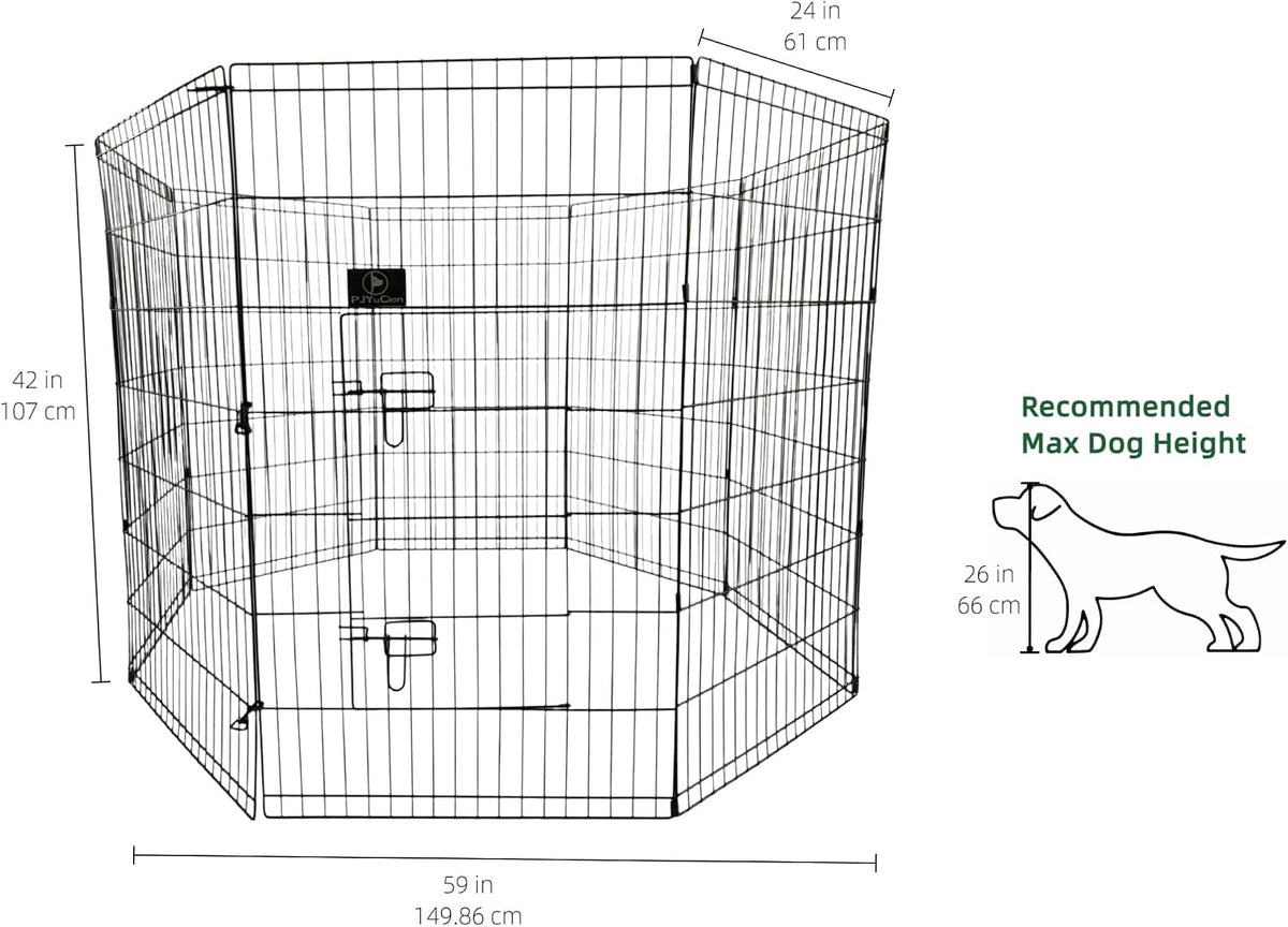 Puppy Playpen with Bottom Pad and Door, 8 Panels 24" H - Black / Large Pen: 42-Inch High / Playpen+Bottom - image 4