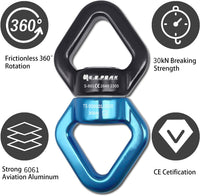 S.E.PEAK black anodized aluminum 35kN swing swivel with 360 degree rotation - view 17