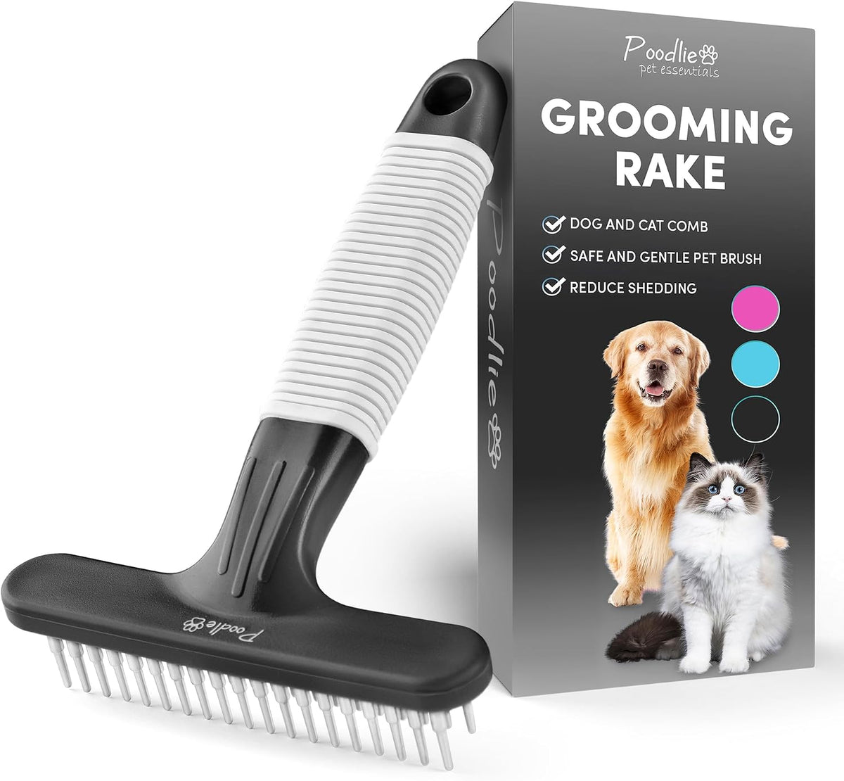 Poodle Pet Dog Grooming Rake - Black / Shedding Comb
