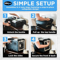 USA Pet Carrier & Crate 21'' - Premium Collapsible Design for Cats and Dogs - Portable Kennel for Small Pets - Indoor/Outdoor - 360-Degree Ventilation & Hard Plastic Wall Protection