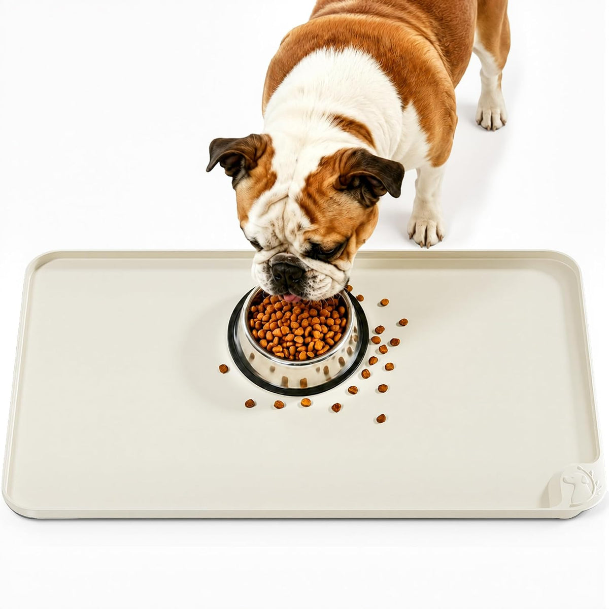 Silicone Pet Feeding Mats, 24''x16'' Large Size, Waterproof - CreamWhite / 24"L x 16"W