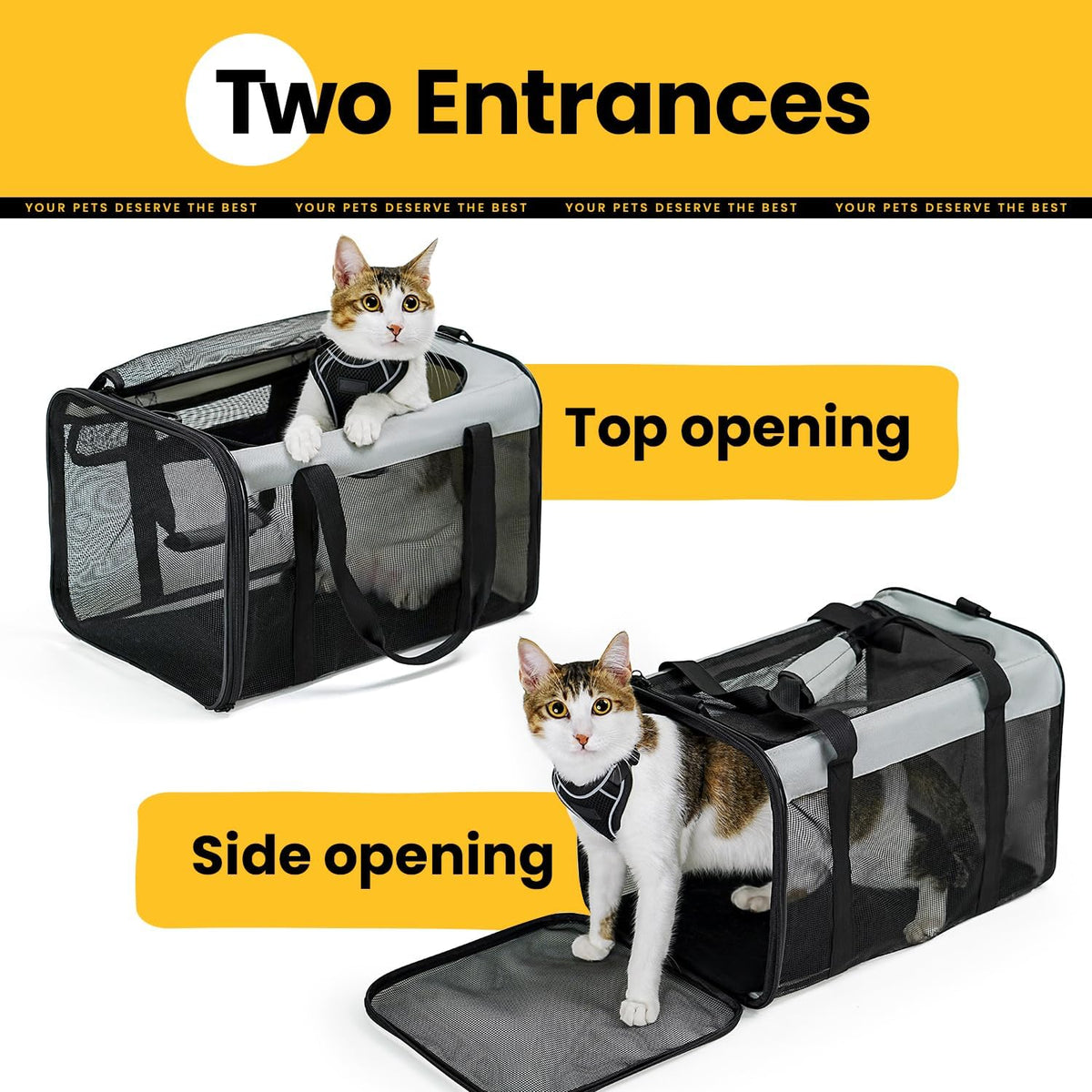 Conlun Cat Carrier Bag, Soft-Sided Pet Carriers for Dogs, M - 17.0"L x 11.0"W x 11.0"H / Grey - image 3