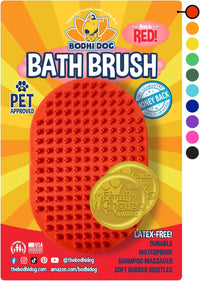 Bodhi Dog Shampoo Brush - Pet Grooming & Bath Supplies for Dogs and Cats - Bath Brush for Long - 1 Pack / Red