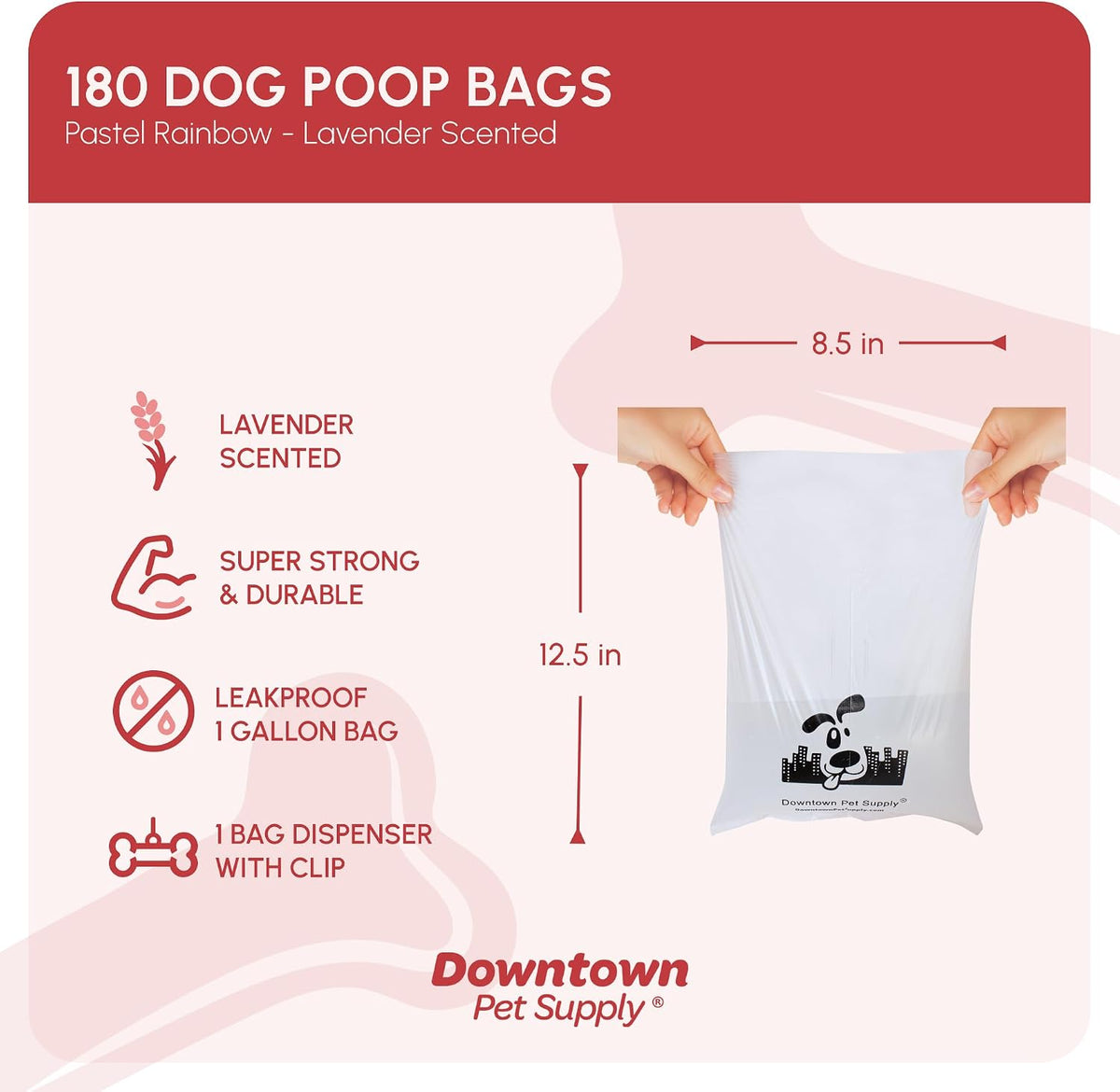 Downtown Pet Supply Poop Bags for Dogs with Dispenser - 180 Count (Pack of 1) / Lavender - image 2