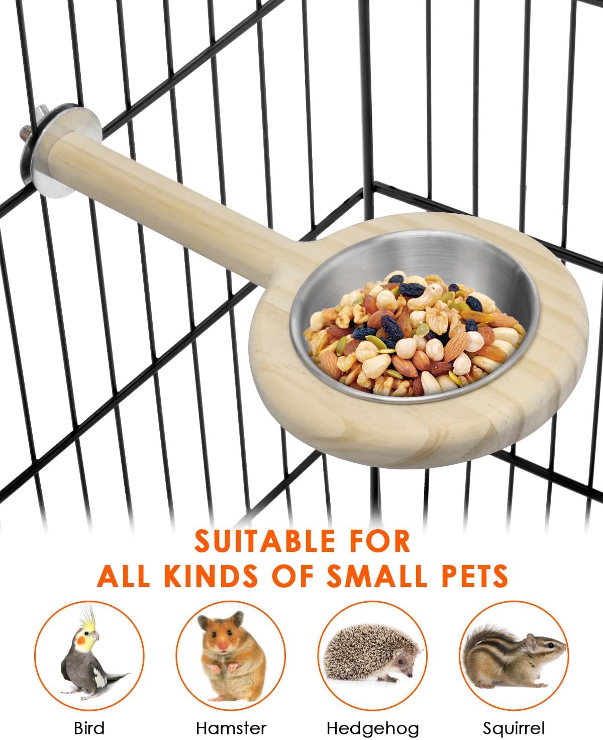 KATUMO Bird Perch Bird Feeding Cup Parrot Wood Perch Stand Toy Bird - L Perch - image 4