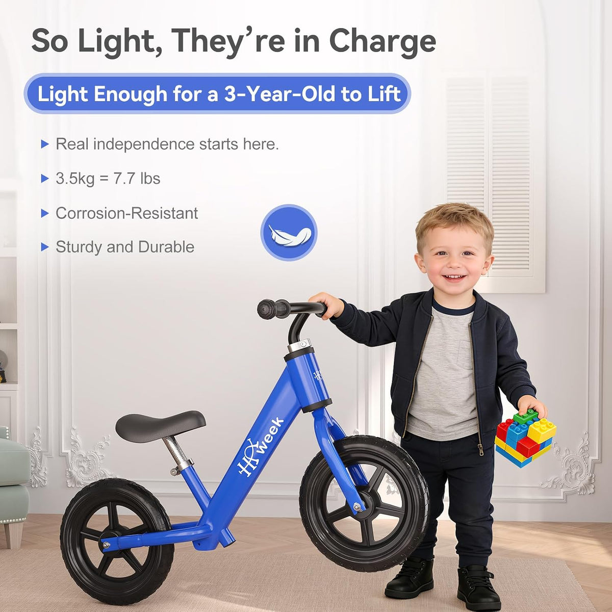 Toddler Balance Bike for 3-5 Year Old 12” No Pedal Training Bike Toys - BK-BLUE - image 3