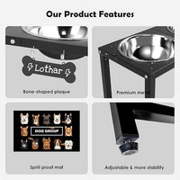 Elevated Dog Bowls for Large Extral Large Breed, Raised Bowl Stand with 2 Stainless Steel Bowls (101oz) and Spill-Proof Mat, 17" Tall Dog Feeder for Extra Large Breeds