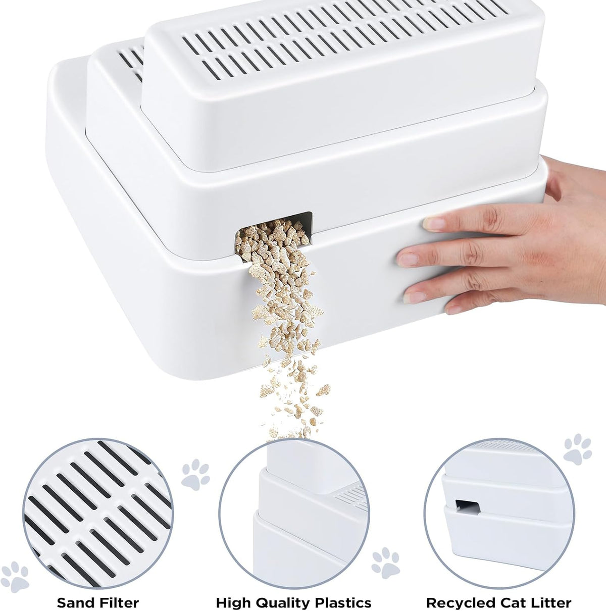 Adjustable Litter Box Step, Cat Ramp for Litter Box, 2 Steps - White / 3 step - image 4