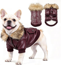 LESYPET Dog Leather Jacket for Small Dogs - XX-Large / Wine Red
