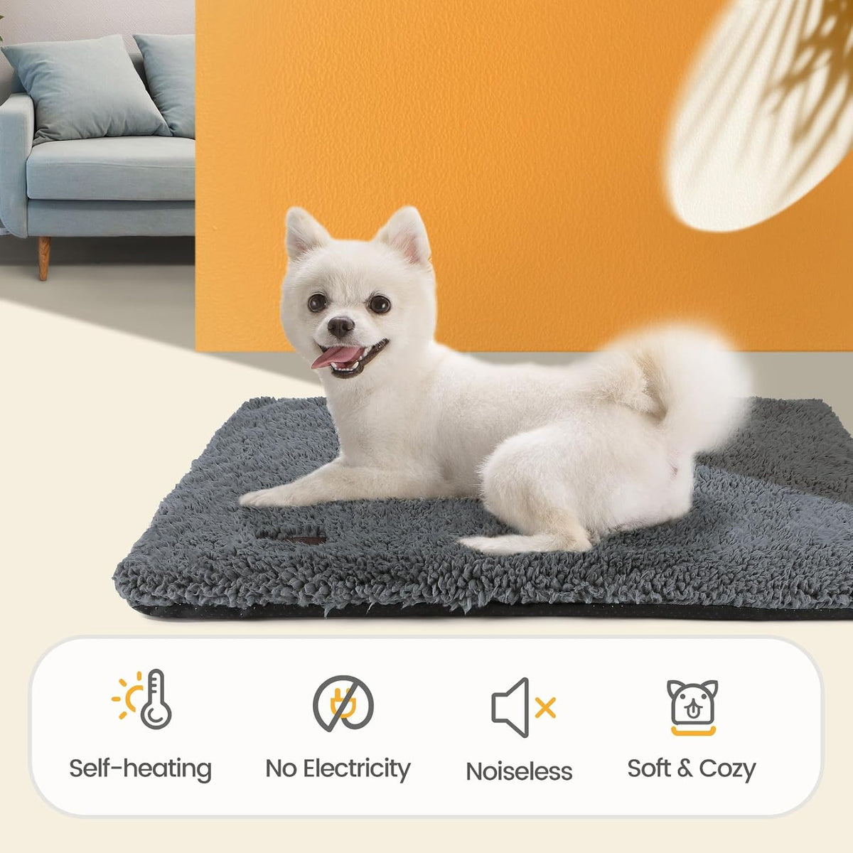 Mora Pets Self Warming Cat Bed Self Heating Cat Dog Mat Pet Pad - 24.0"L x 18.0"W x 1.0"Th / Dark Grey - image 4