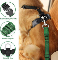 Lukovee Dog Seat Belt - Adjustable Dog Car Harness for Large, Medium & Small Dogs, Soft Padded & Breathable Mesh Dog Seatbelt with Vehicle Connector Strap (Green, Small)