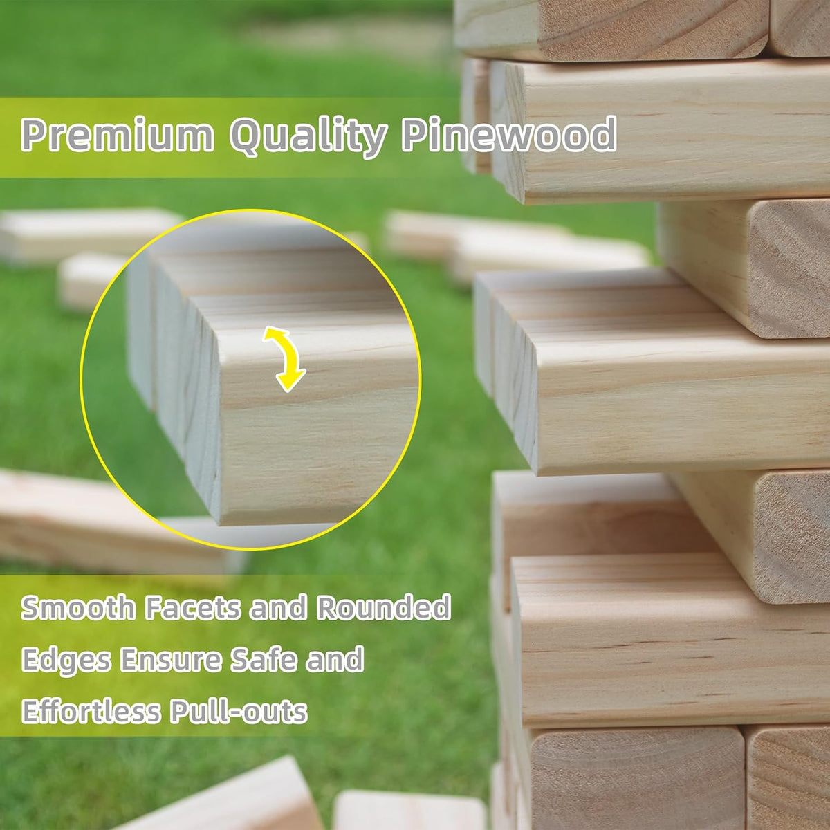 GOROCK Giant Tumbling Tower Game，57Pcs Wooden Block Stacking Game - L-Up to 5 FT - image 4