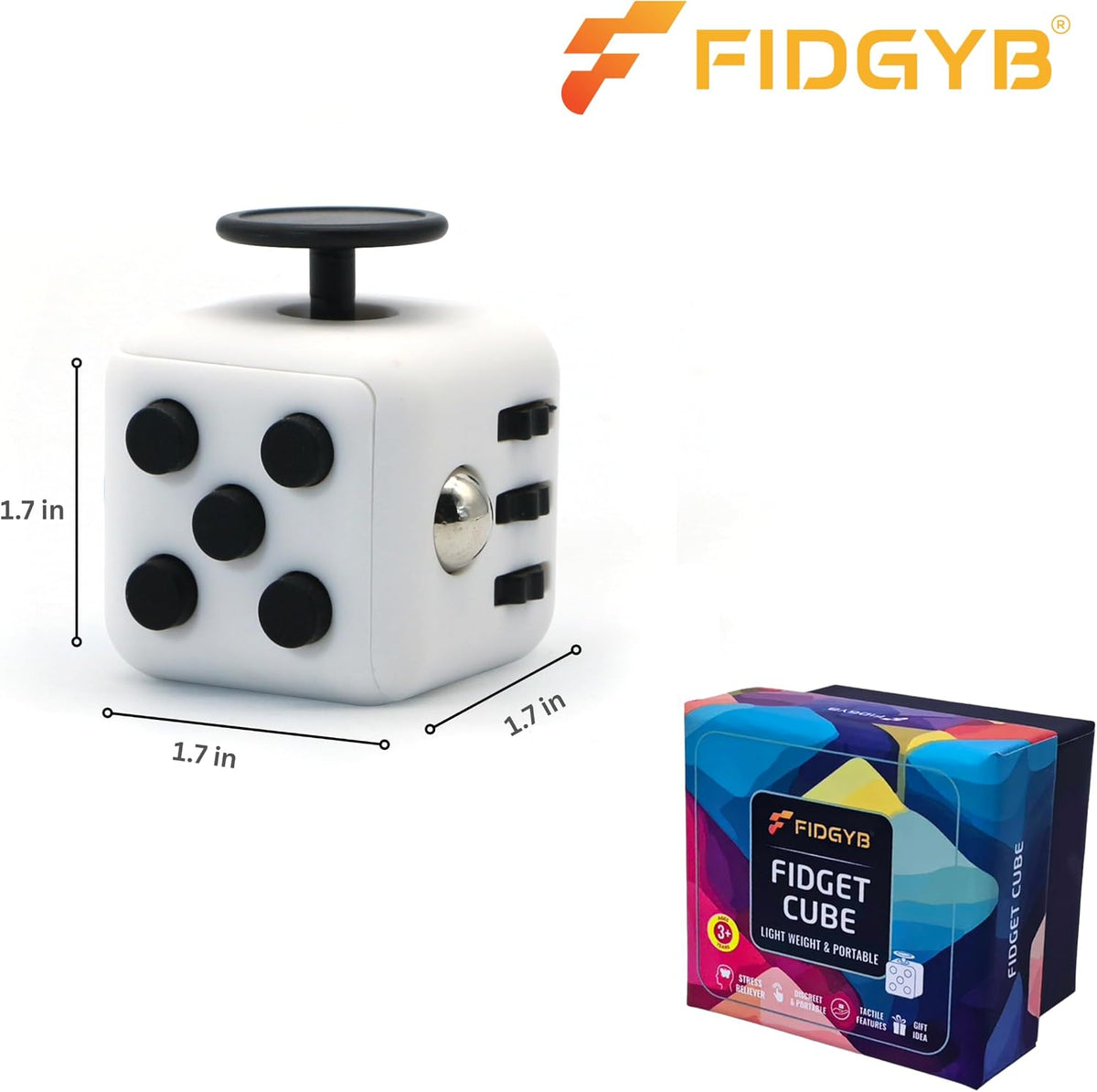 Cube Fidget Toy for Adults & Kids, Smooth - Whiblack - image 2