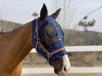 Horse Fly Mask Super Comfort Horse Fly Mask Elasticity Fly Mask with Ears We Only Make Products That Horses Like… (Midnight Blue, L)