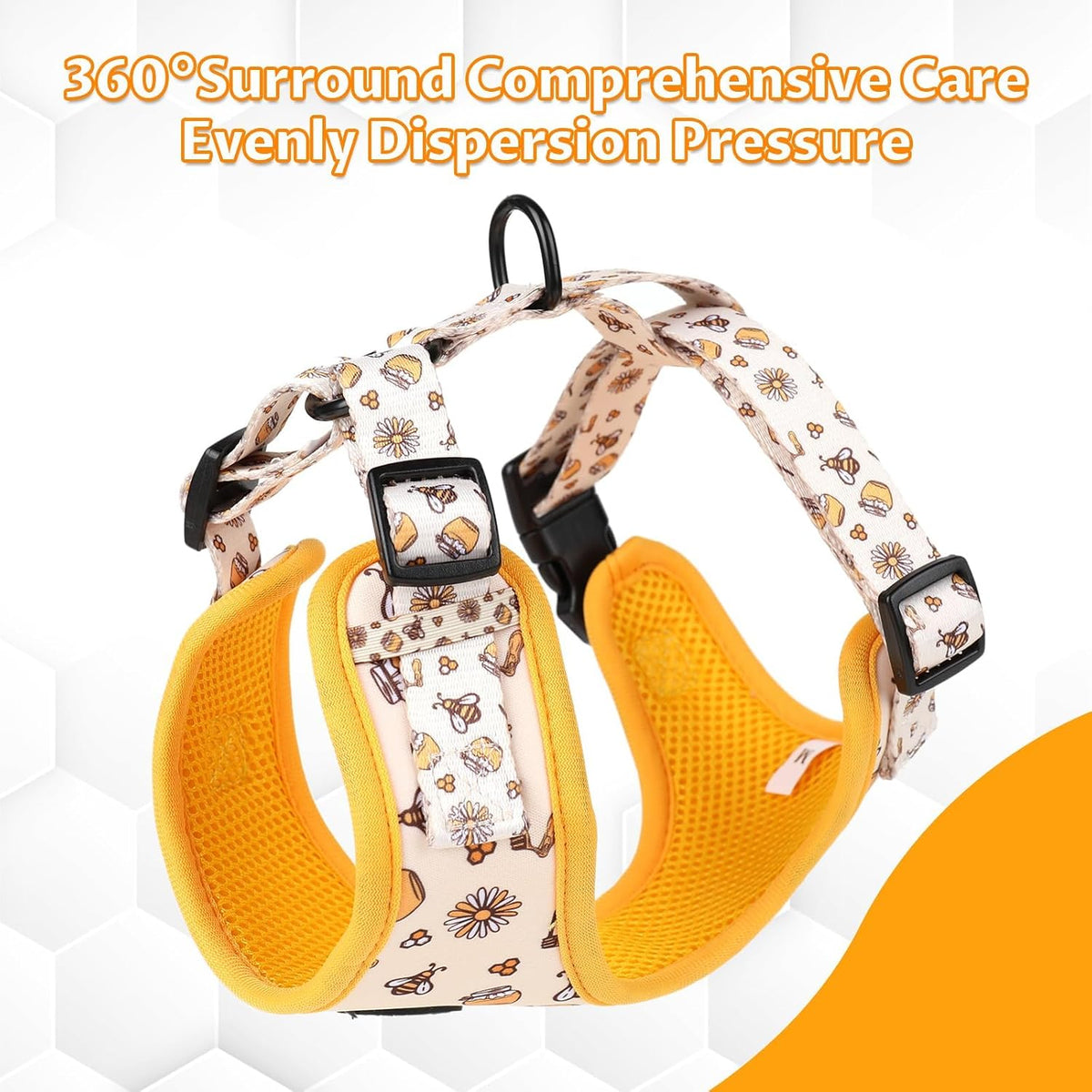 Dog Cat Harness and Leash Set - Honeybee / XS (Neck 9"-11"; Chest 11"-13") - image 2