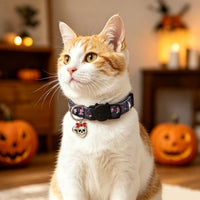 Halloween Cat Collar, Cotton 2 Pack Cat Collar with Bells - Skull / 7-11'' - image 2