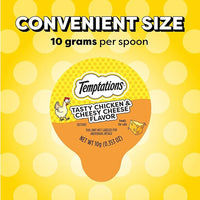 Temptations Lickable Spoons Adult Wet Cat Treat, Tasty Chicken and Cheesy Cheese Flavor, 4 Spoons, Pack of 24 (96 Total)