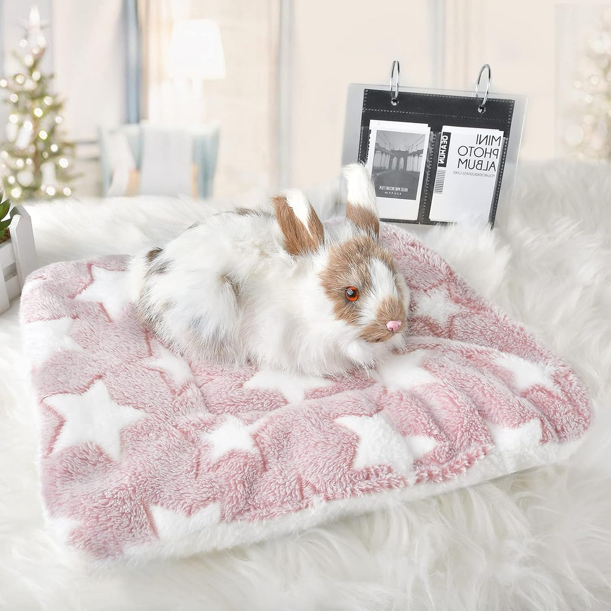 Small Animal Bed Mat, Soft & Warm, Suitable for Guinea Pig - XX-Large(19.7''x15.7'') / Star Red - image 2