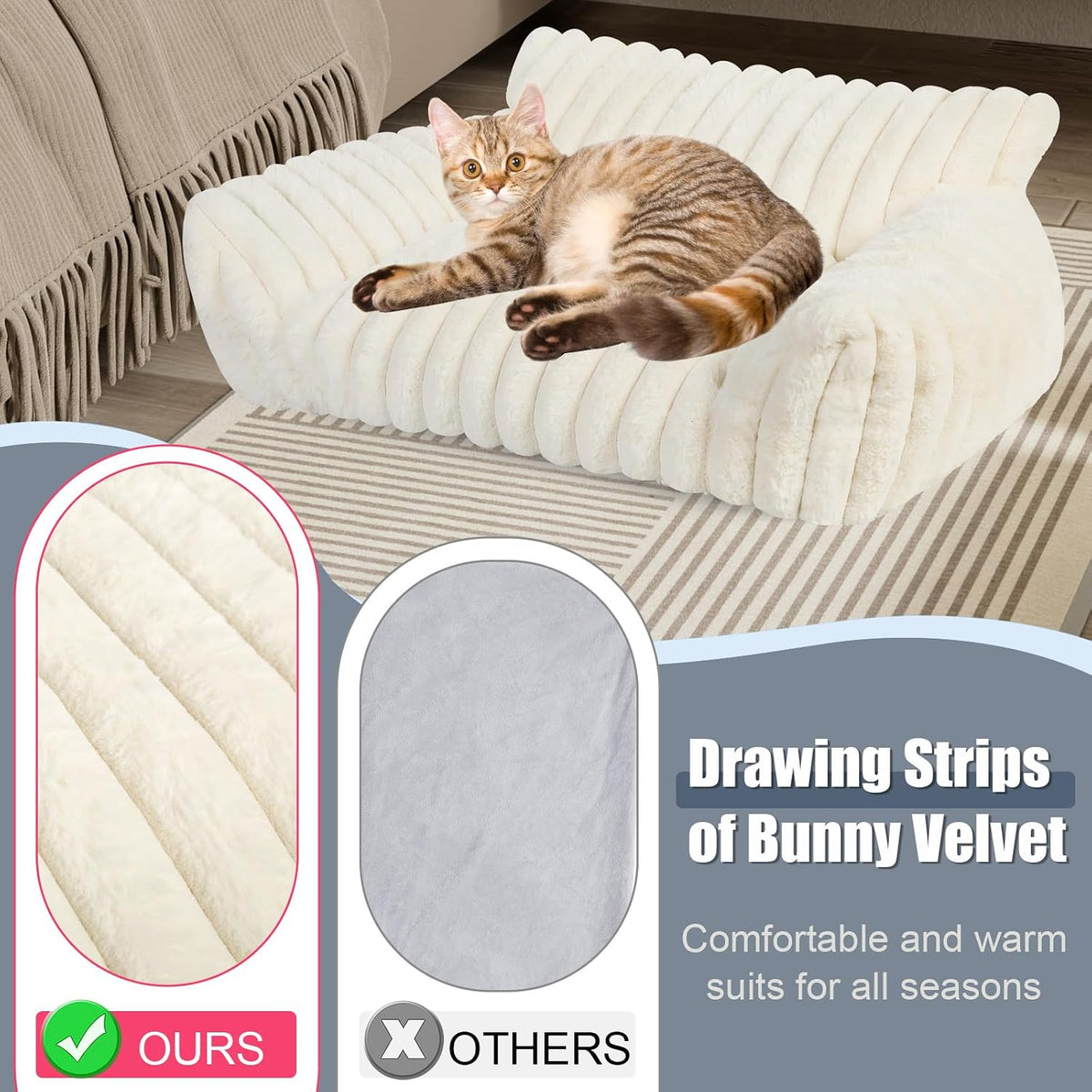 Cute Dog Couch for Medium Large Dogs, Dog Cat Couch Sofa - Small(24x18x10") / White - image 4
