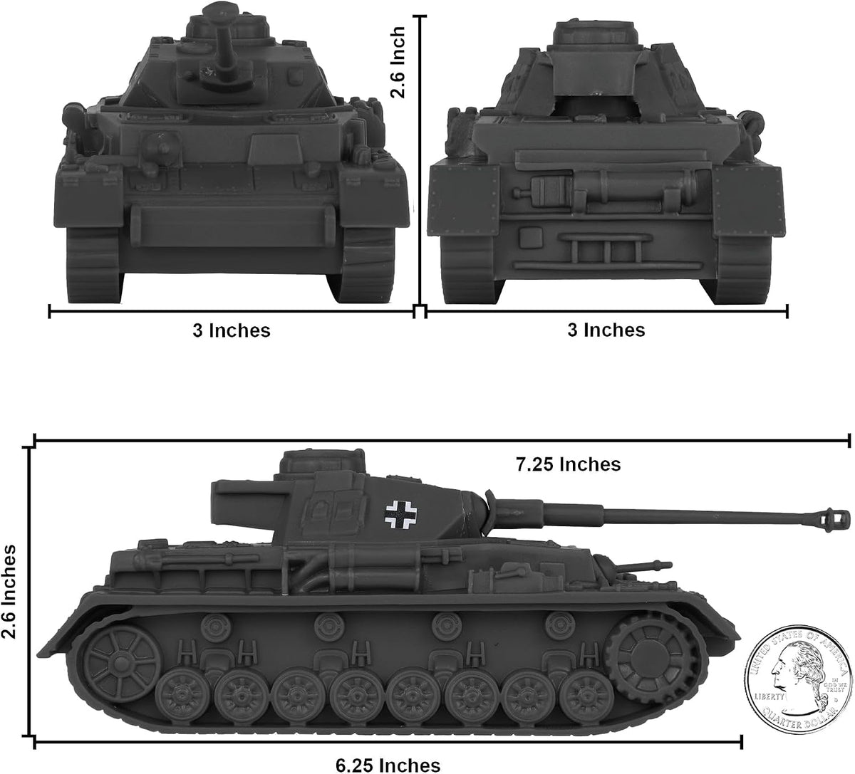 BMC Classic Toy Soldiers WW2 German Panzer IV tank in charcoal gray plastic - view 11