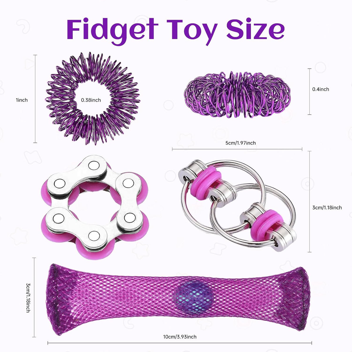 8Pcs Sensory Fidget Toys with Fidget Spinner - Purple - image 2