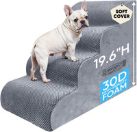 PAWSCRAT 4-Step Pet Stairs for High Beds & Sofas - LightGrey / 4-step 19.6"H
