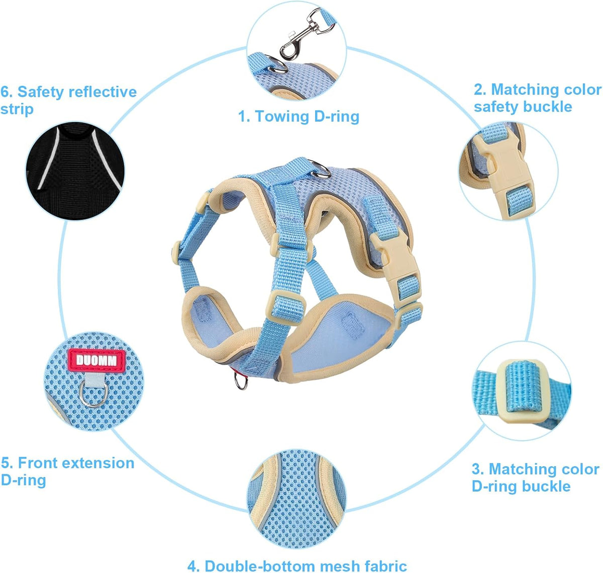 wanheart Cat Harness and Leash Set Escape-Proof Adjustable cat Leash - blue / S - image 2