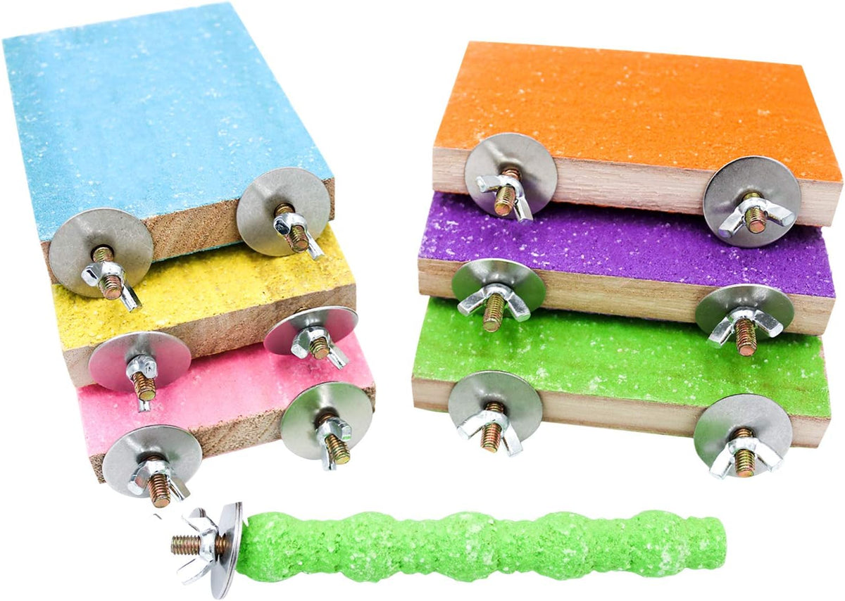 6 Pcs Bird Perch Stand Toy - 7 Pcs