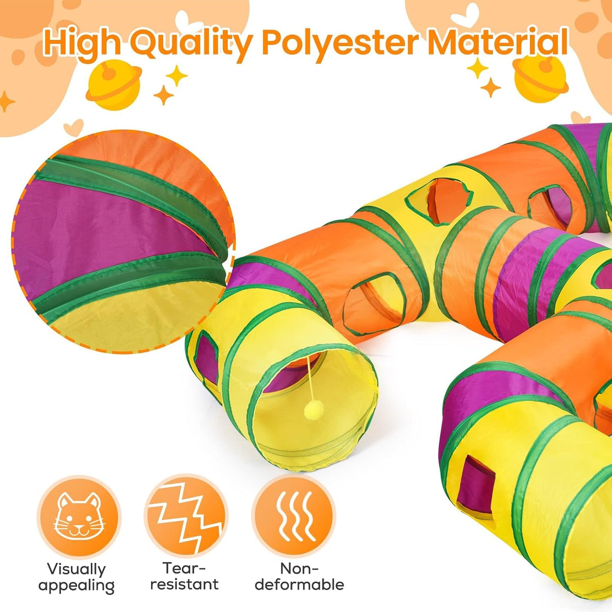 H-4-Way Collapsible Cat Tunnels for Kittens Indoor Entertainment - image 3