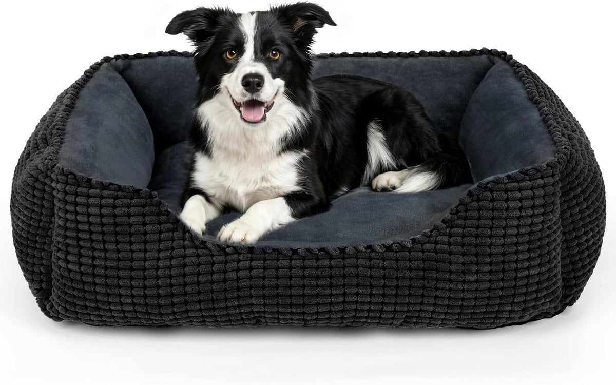 MIXJOY Dog Bed for Large Medium Small Dogs - Black / L(30’’x 24’’x 9’’)