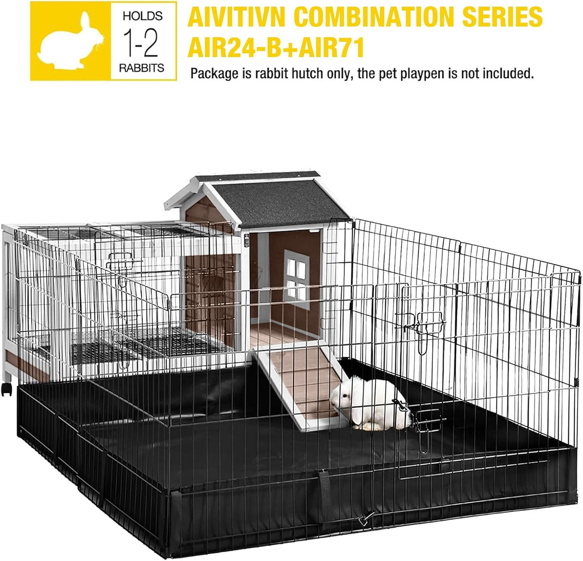 Aivituvin Pet Playpen Guinea Pig Cage Small Animal Rabbit Exercise - M Size - 40.6"L Rabbit Hutch(Brown) - image 4