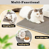 Cat Litter Mat, Honeycomb Double Layer Litter Trapping Mat – Daily Care for Cats - Light Gray / 30x22 Inches - image 3