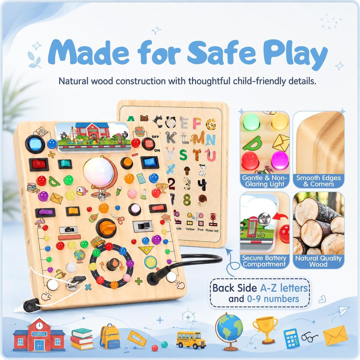 Busy Board with LED Light Switches - Large School Busy Board - image 4
