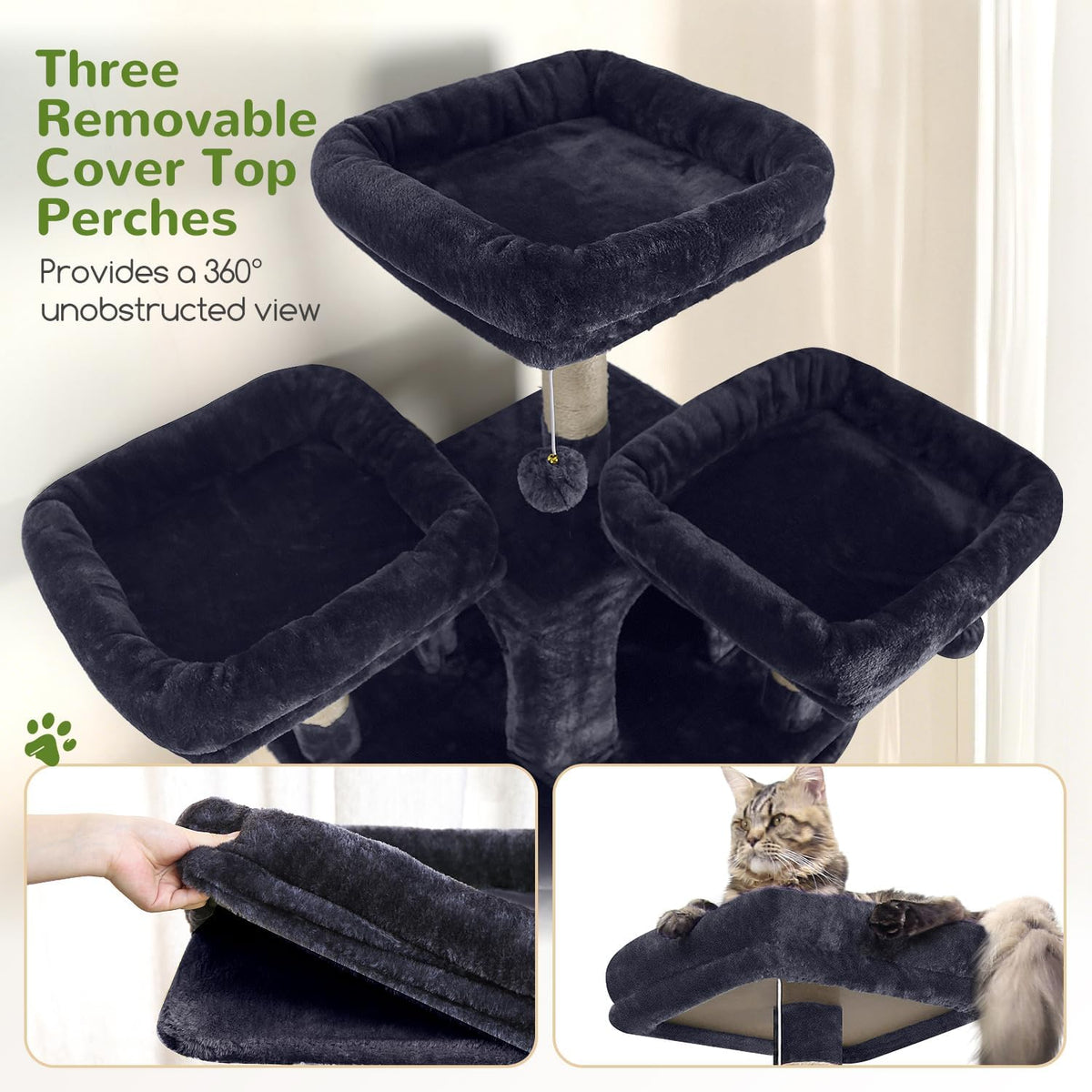 Globlazer Cat Tree Tower for Multiple Adult Cats, F82 - 82 inch / Dark Grey - image 3