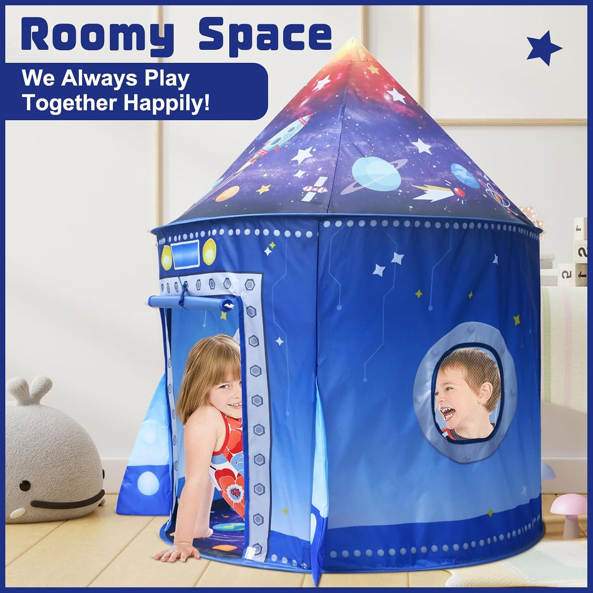 KAIVEE ocean kids play tent with mermaid, whales and sea turtles print - view 5