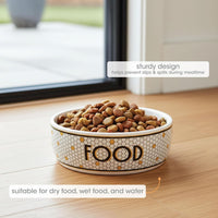 Pearhead Ceramic Dog Bowl, Woof Speckled Pet Food & Water Dish - Bistro Tile Bowl / Small - image 2